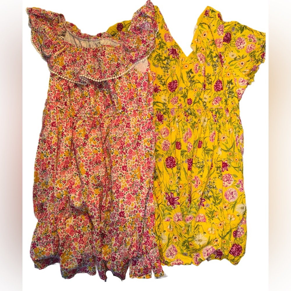Terra & Sky Floral Mini Dresses - Pink and Yellow